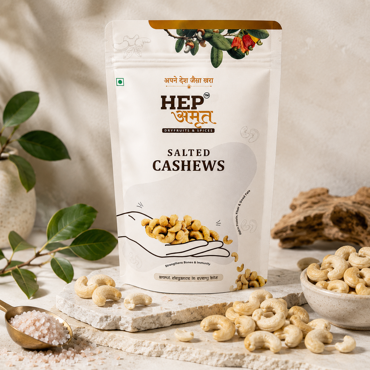 HEP Amrut Salted Cashews Ingredients freshness image