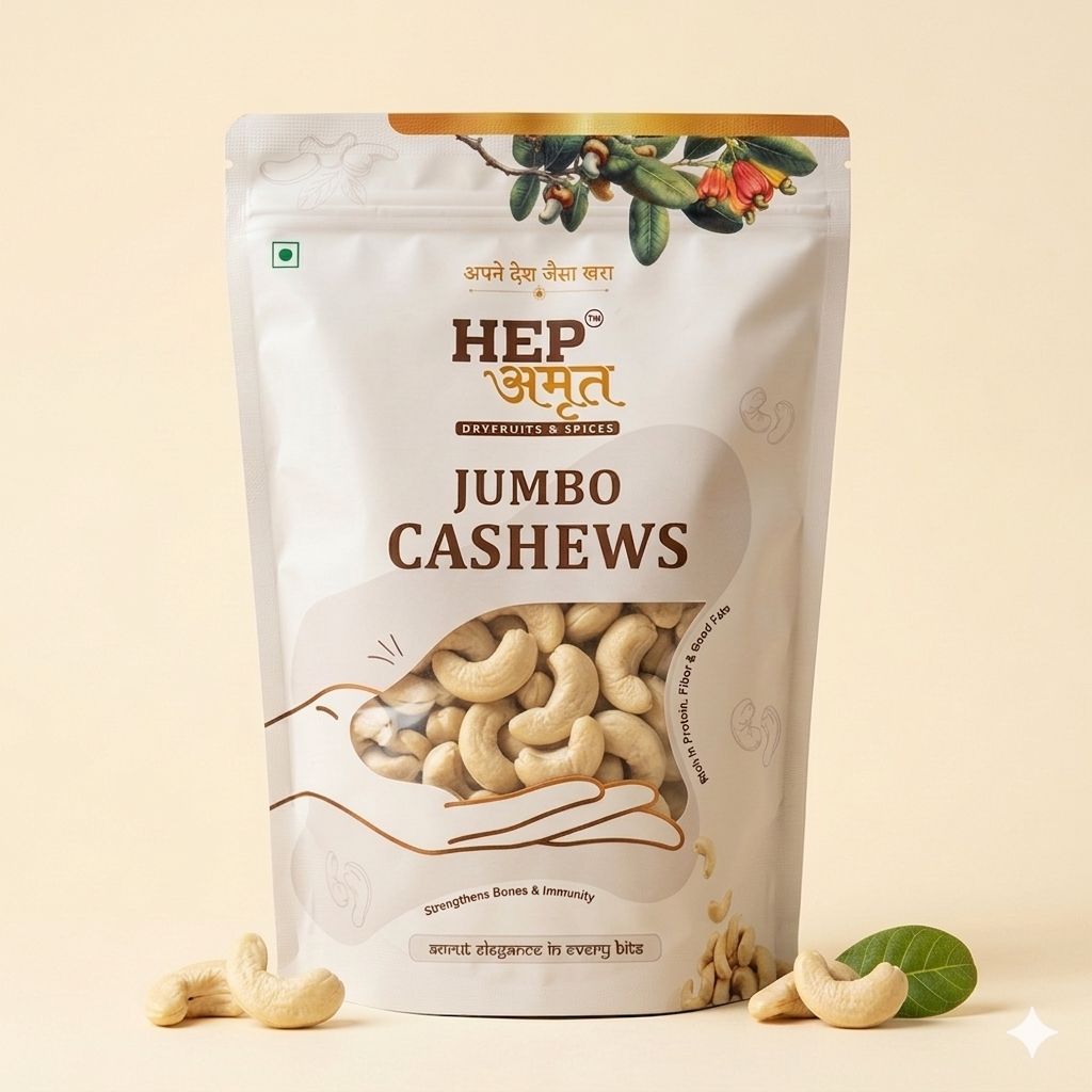 	Buy HEP Amrut Jumbo Cashews Online in India Large Premium Quality Gront