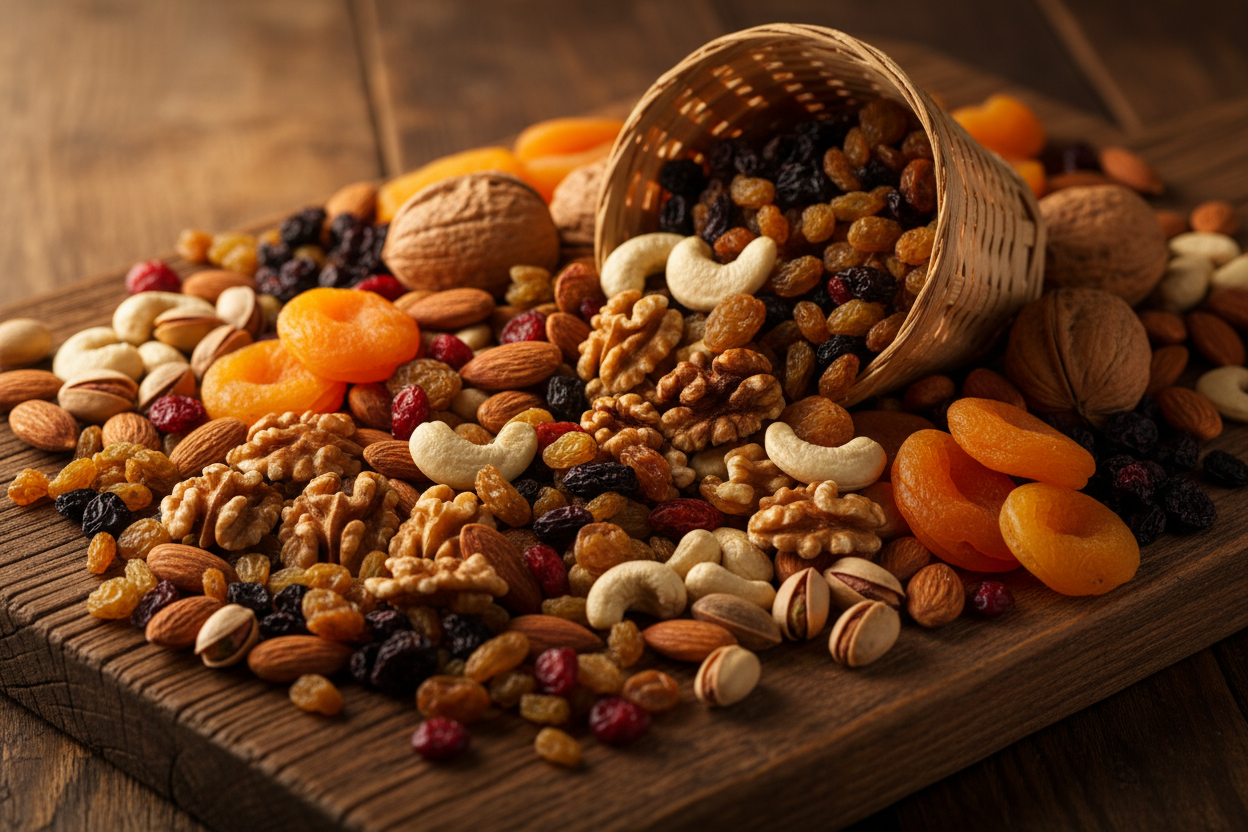 Mixed Dry Fruits Background